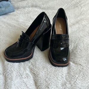 Black womens platform loafers
